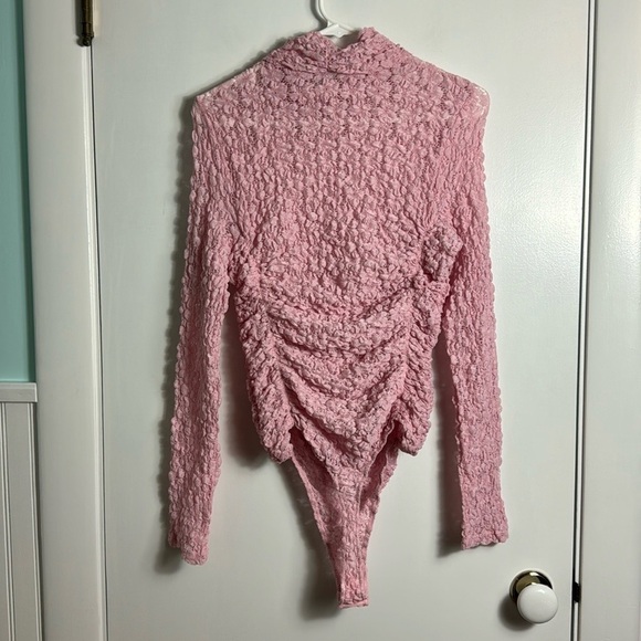 NWT Free People Day and Night Pink Lace Long Sleeve Bodysuit Small - Picture 7 of 12